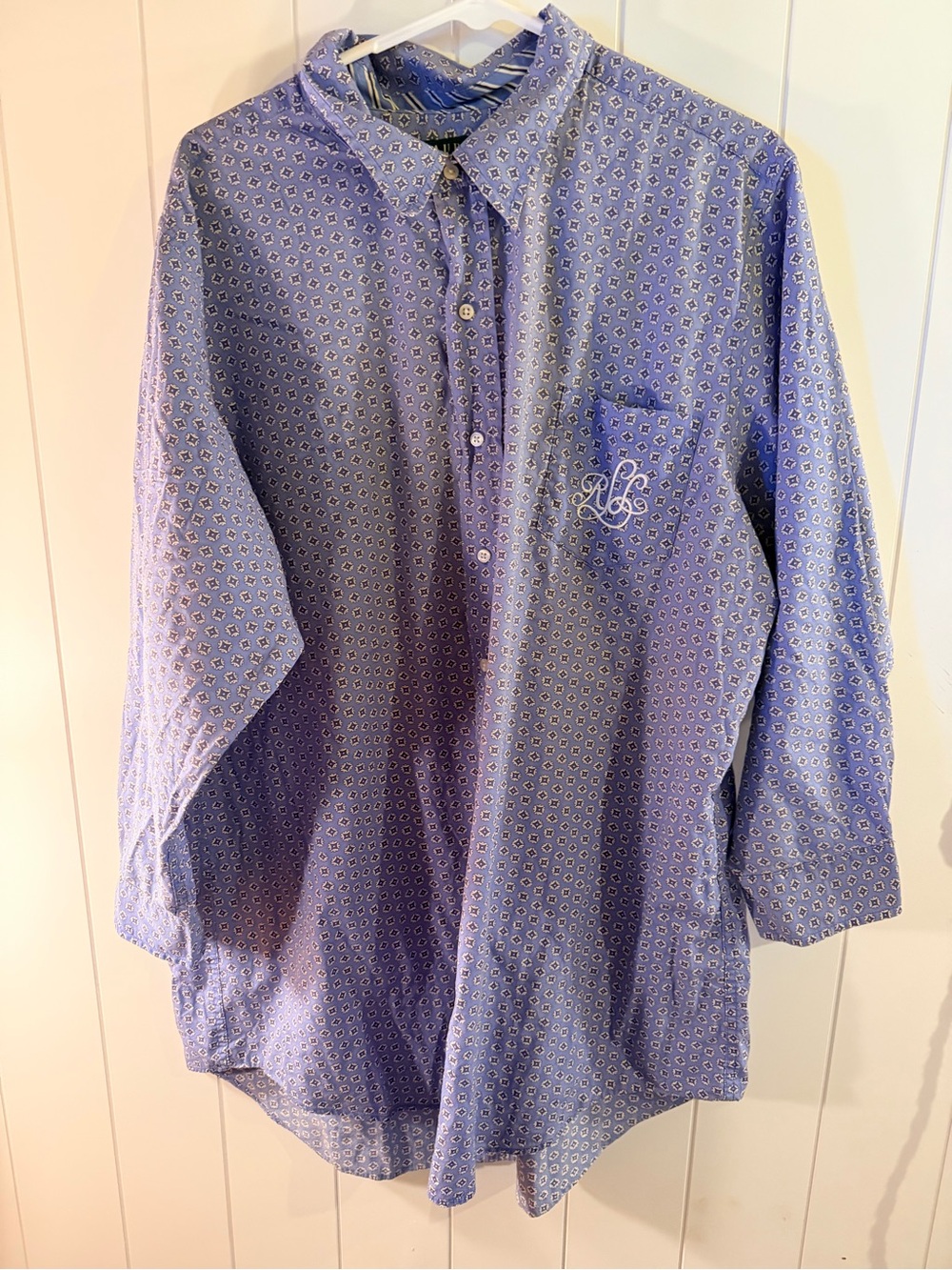 Ralph Lauren Light Blue Printed Cotton Button-Up Shirt
